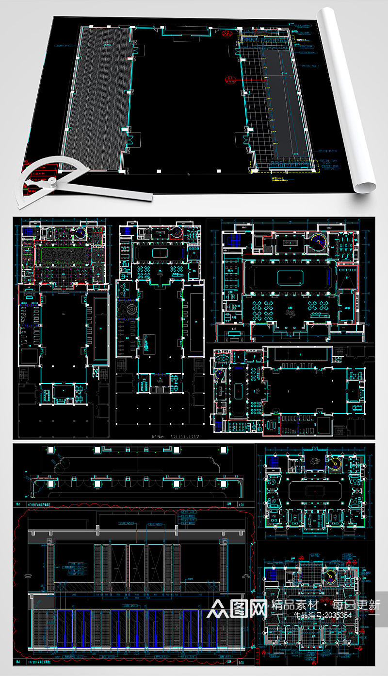 休闲足浴会所CAD平面设计图素材