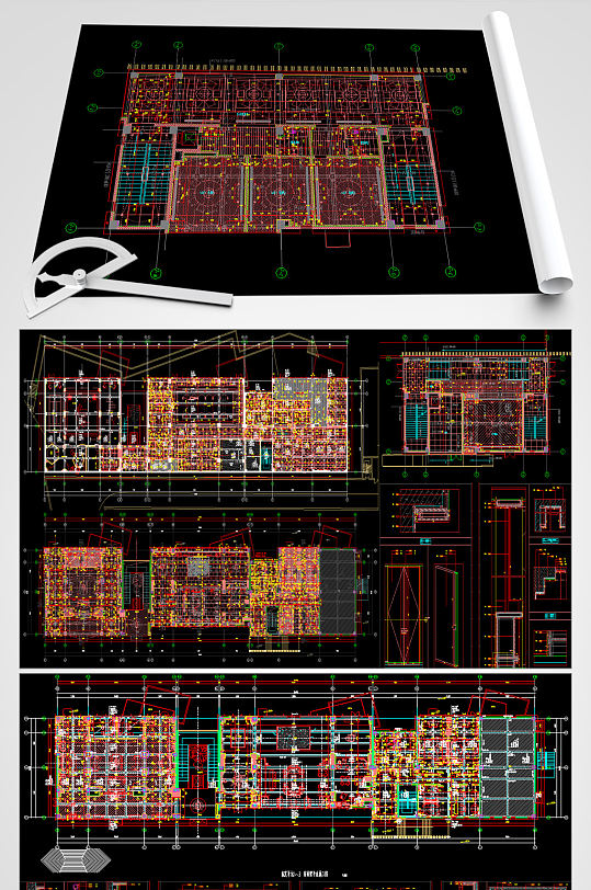 售楼部设计方案CAD施工图纸-众图网