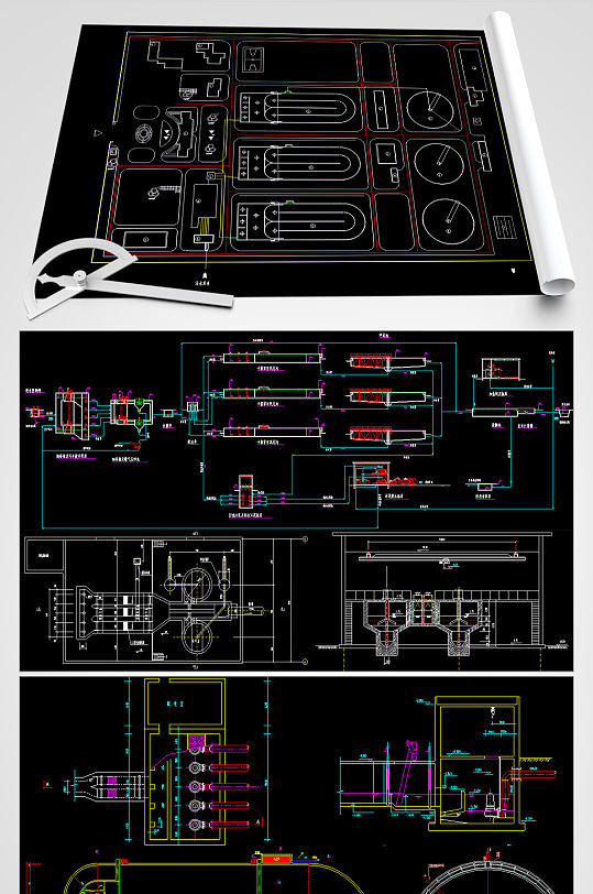 污水处理CAD工艺图-众图网