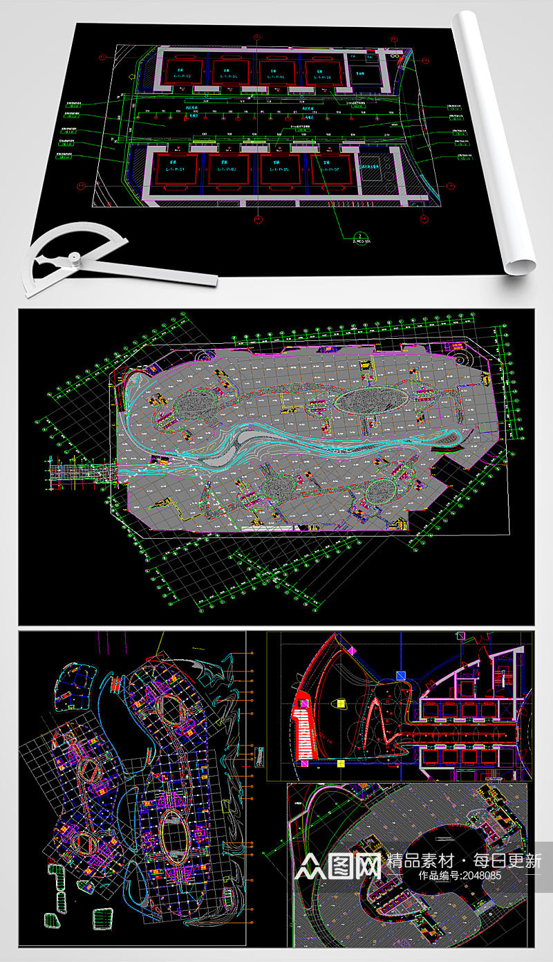商业广场CAD平面施工图素材