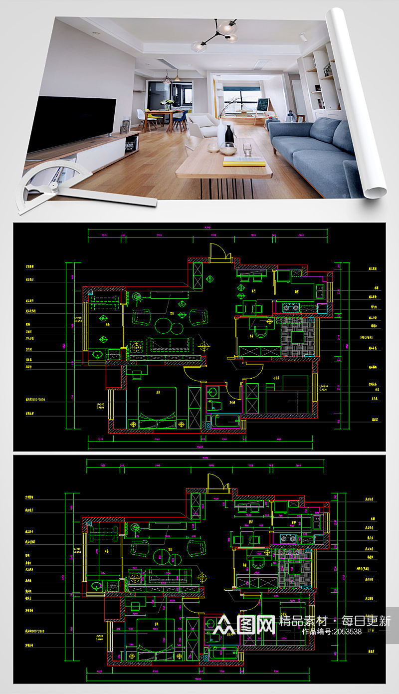 别墅CAD平面设计图素材