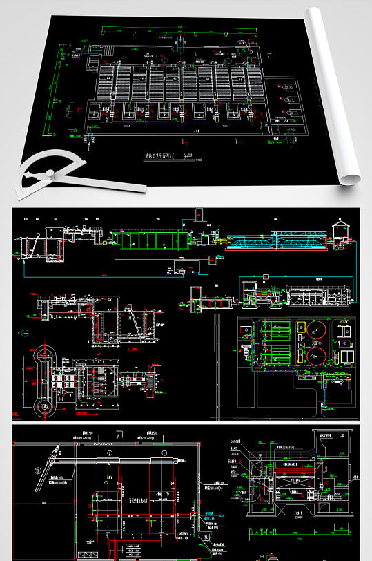 污水处理厂CAD平面设计图