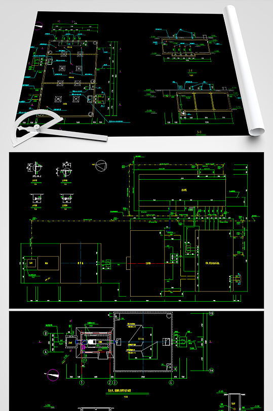 污水处理站CAD平面图-众图网