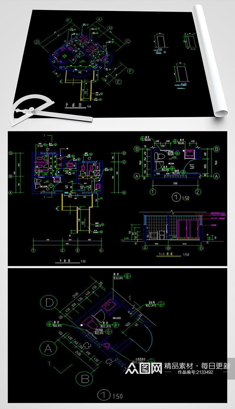公厕CAD平面图素材