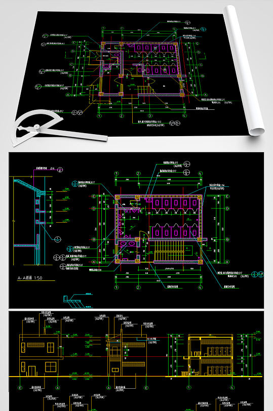 二层公厕CAD设计方案图