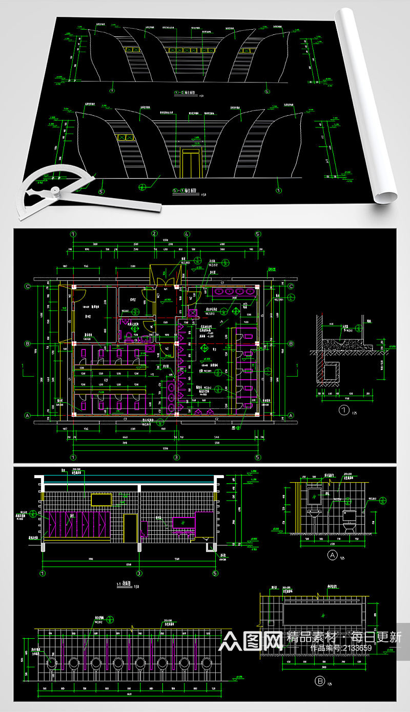 城区公共厕所CAD图纸素材