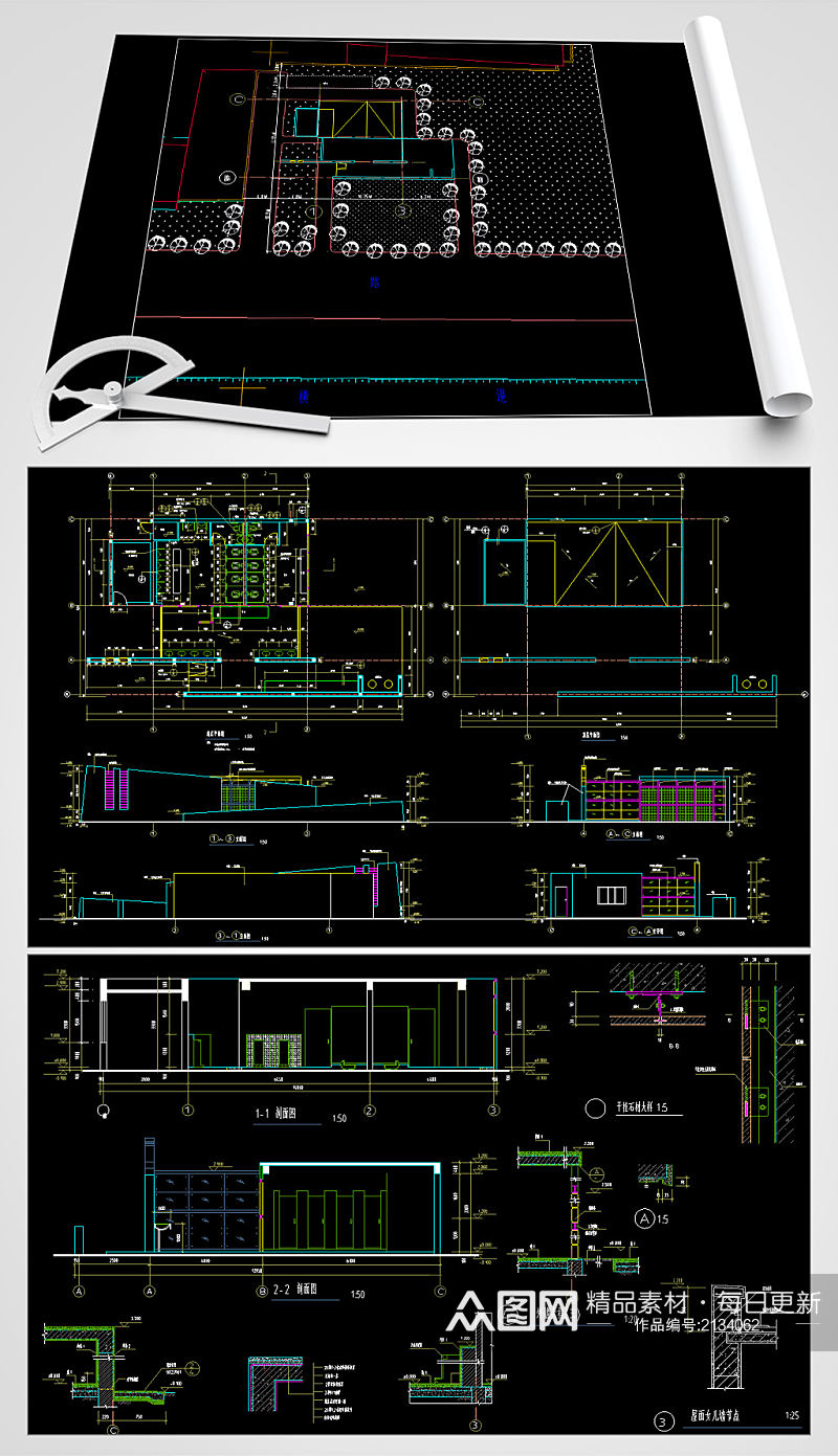 现代公厕CAD设计图素材