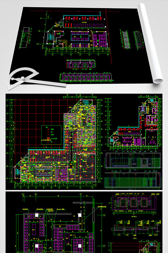 健身馆CAD施工图-众图网