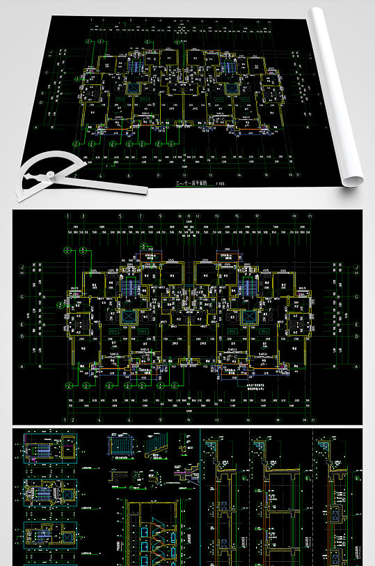 别墅户型CAD平面图-众图网