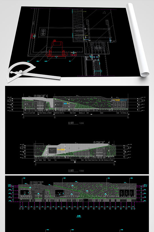 商业综合体夜景CAD设计图