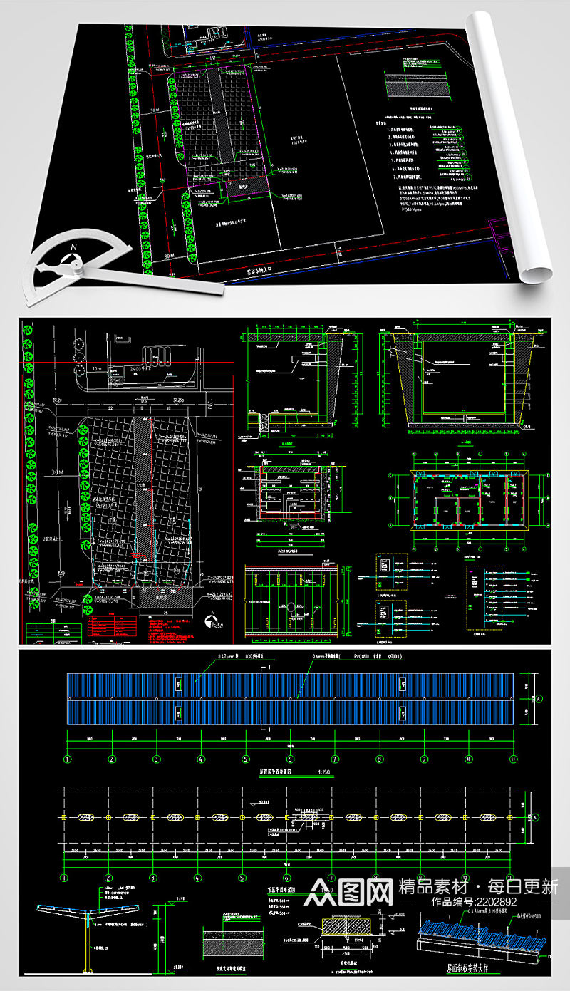 充电站CAD平面设计图素材
