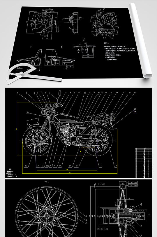 摩托车CAD平面设计图