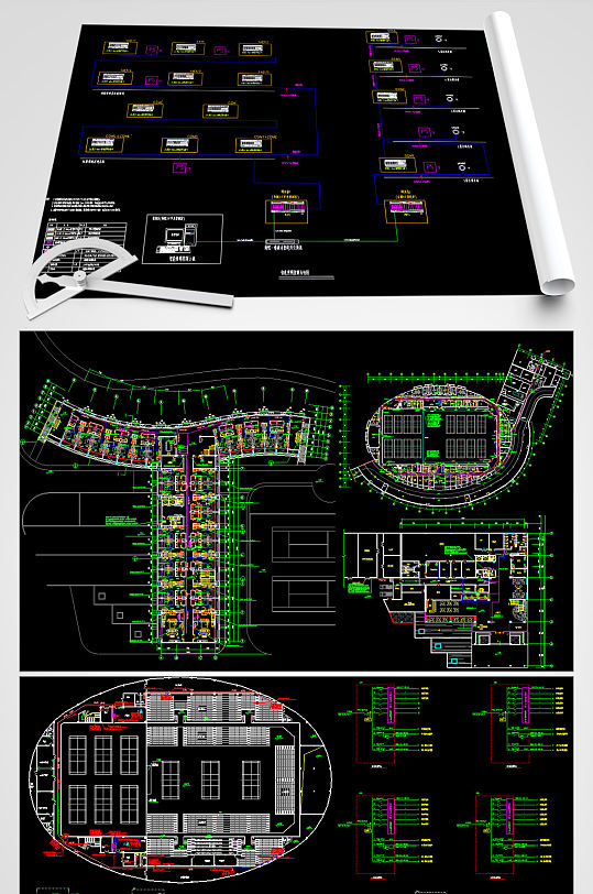 羽毛球培训中心智能化图纸-众图网
