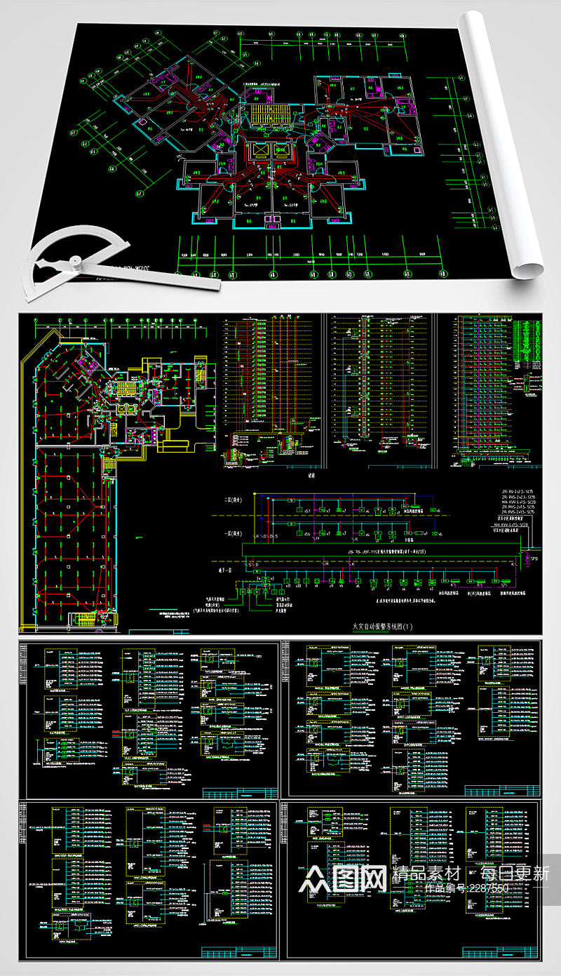 高层商住楼强弱电施工图素材