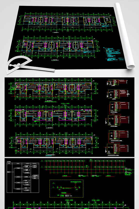 美食街强电智能化电气施工图最新设计-众图网