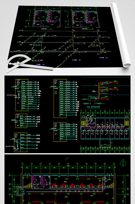 商务楼电气CAD平面设计图