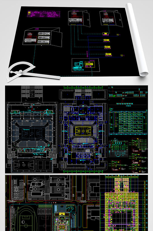 大学体育馆电气CAD施工图