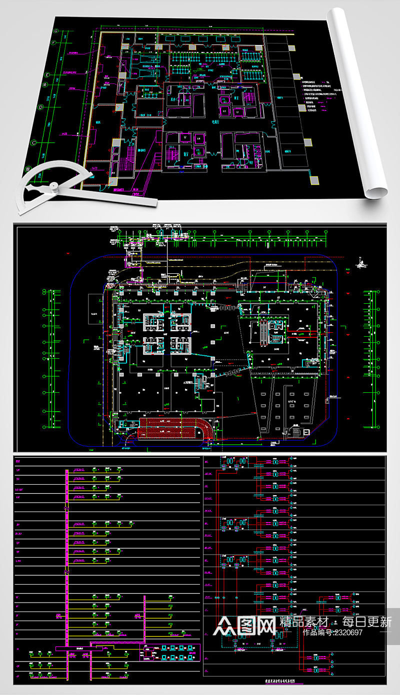 五十二层商务中心电气智能化系统图素材