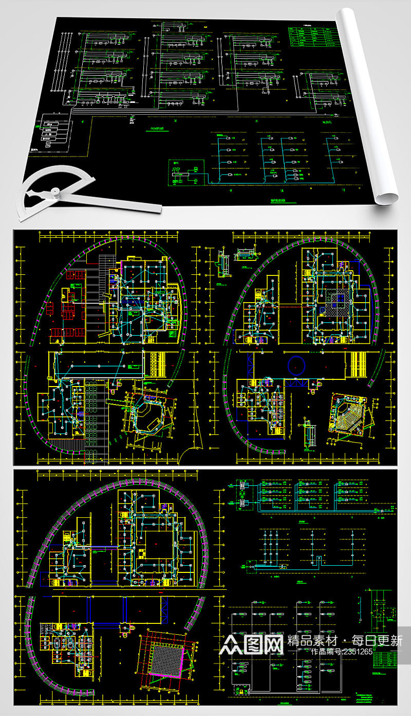 孵化楼弱电CAD平面设计图素材