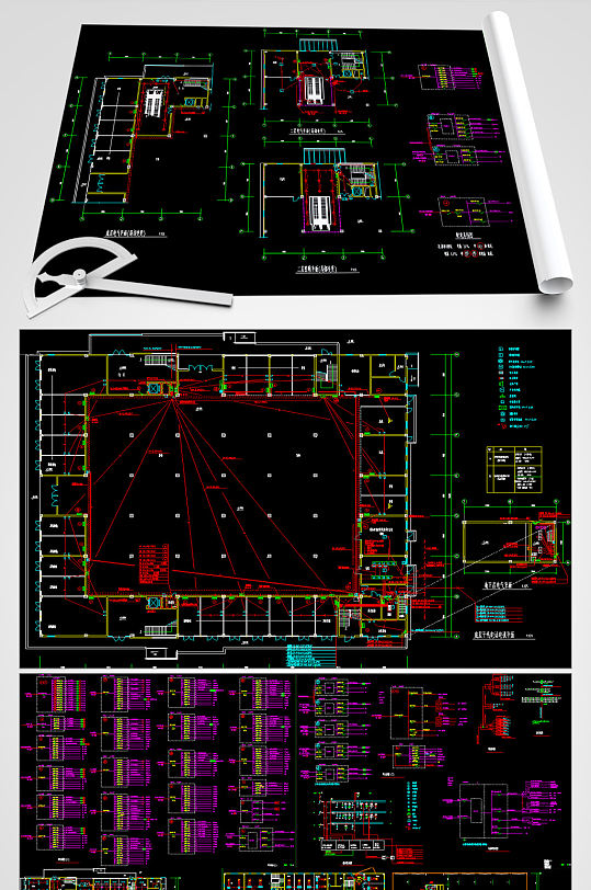 菜场强弱电CAD平面图纸