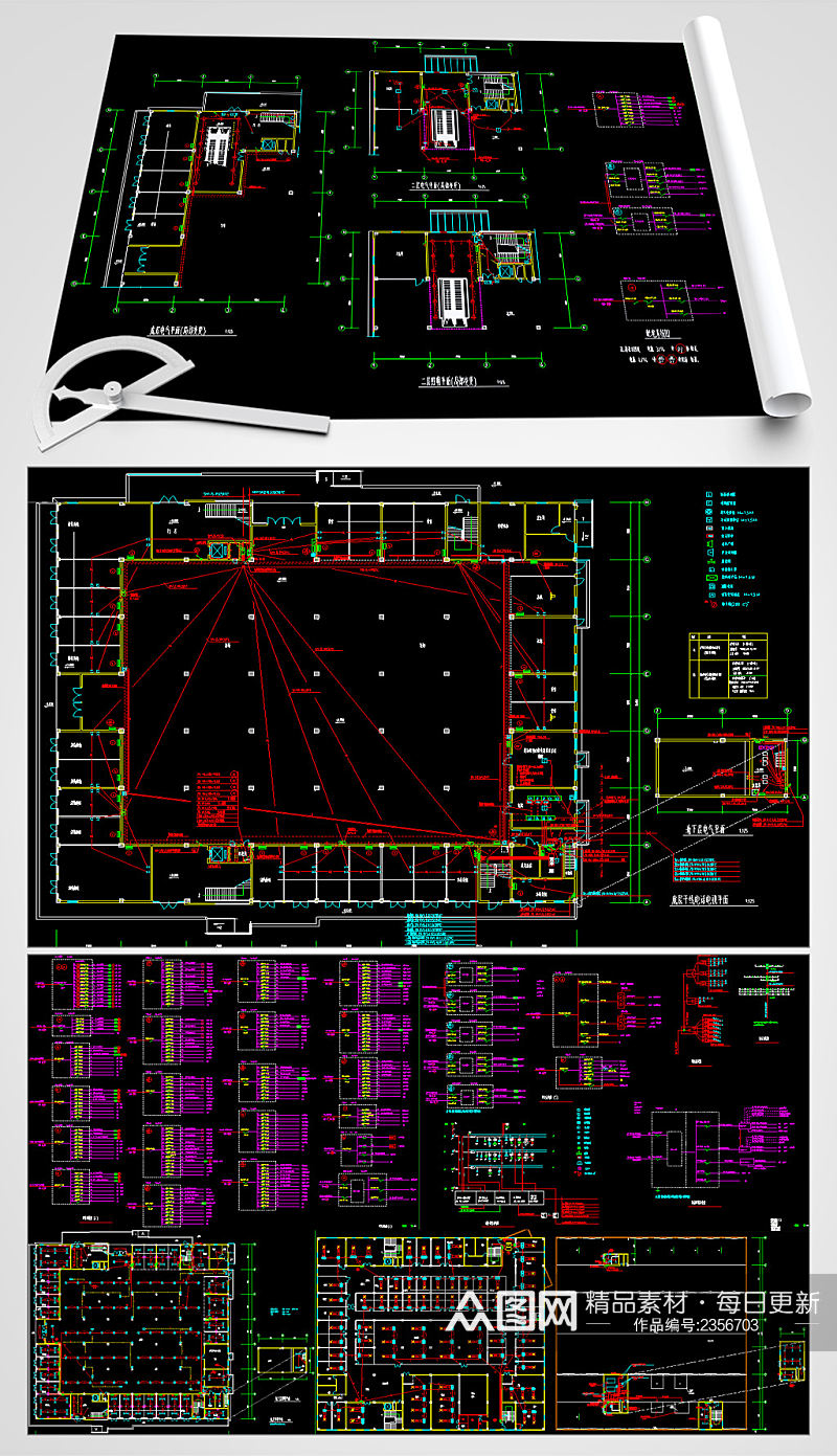 菜场强弱电CAD平面图纸素材