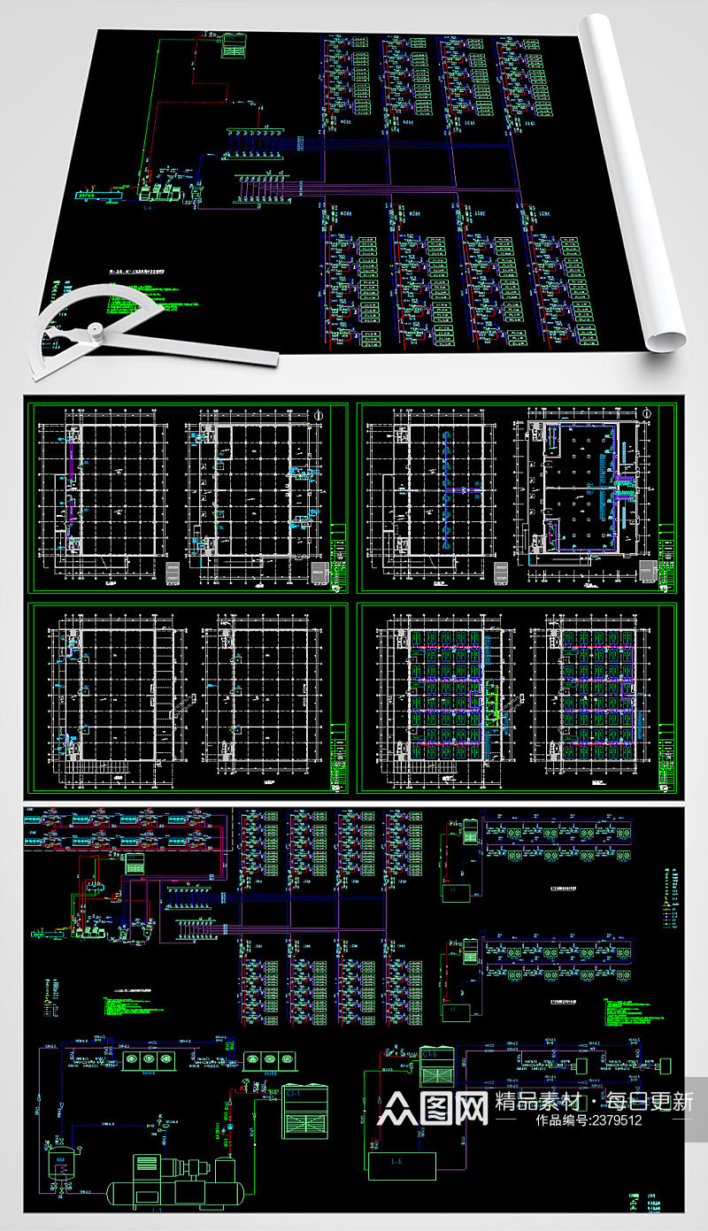 物流中心冷库制冷系统CAD图纸素材
