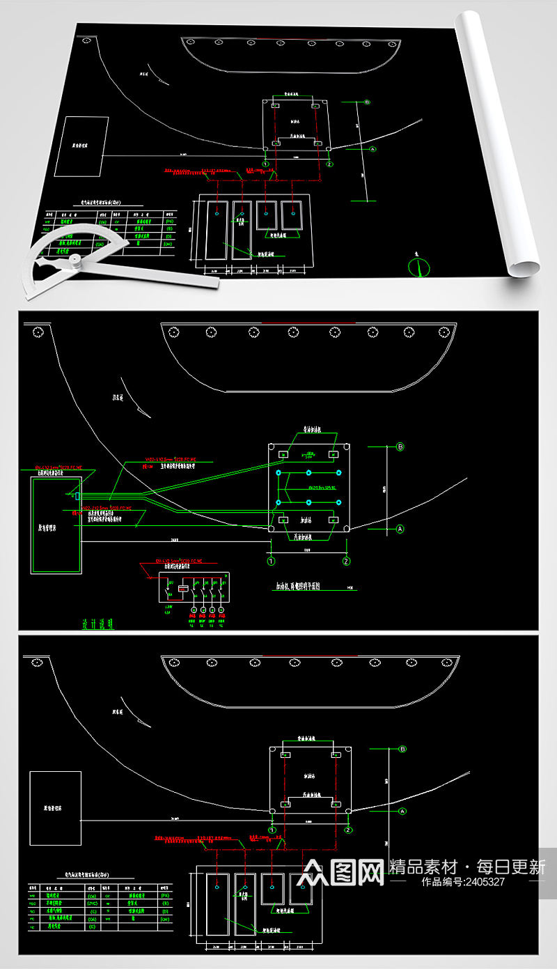 加油站电气CAD平面设计图素材