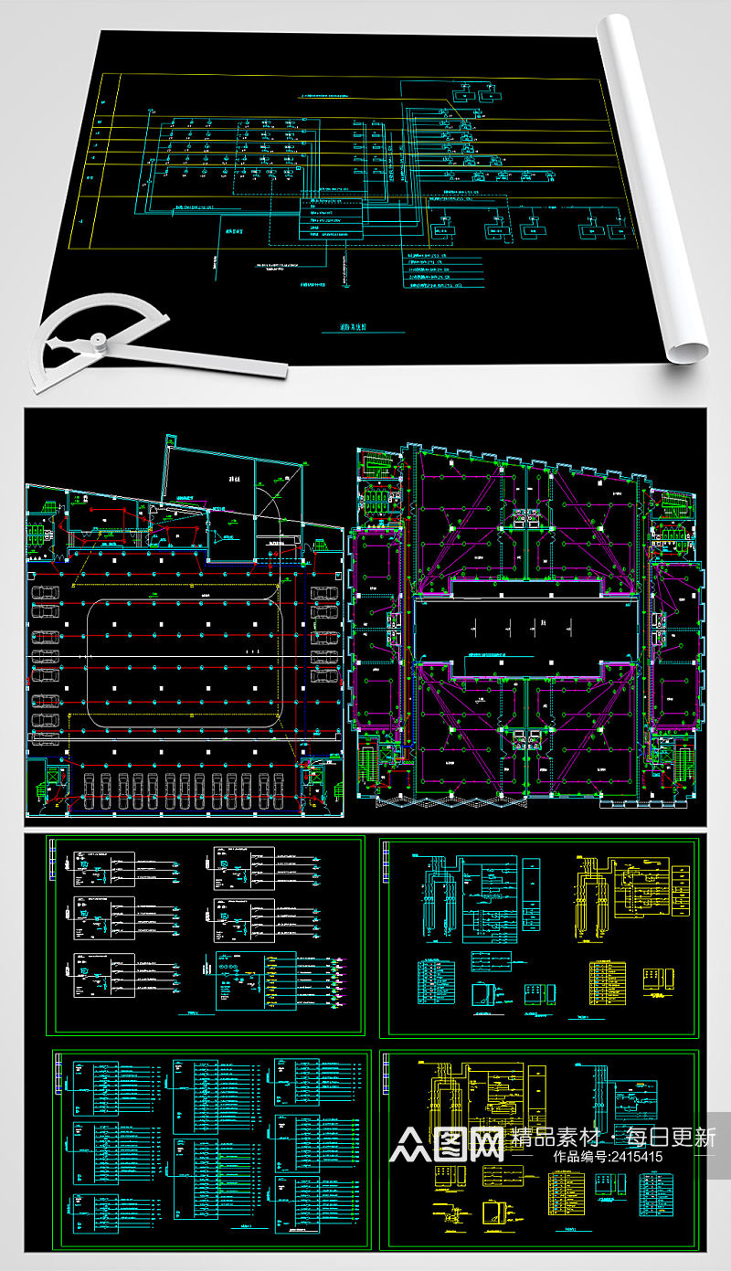 商场电气CAD平面设计图素材
