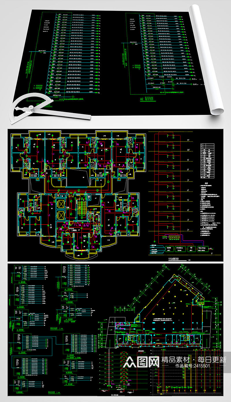 商场电气CAD平面设计图纸素材
