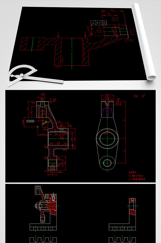推动架CAD平面设计图