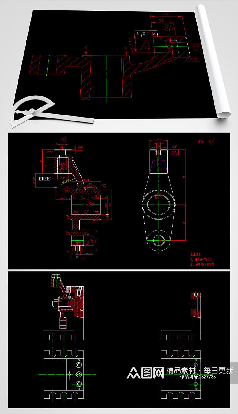 推动架CAD平面设计图素材