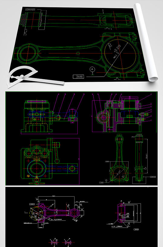 汽车连杆夹具CAD平面设计图