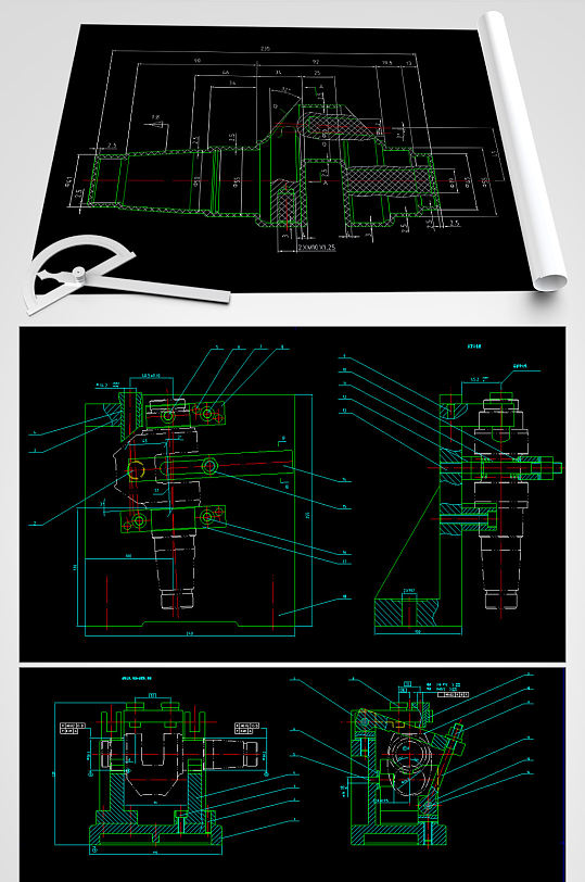 柴油机曲轴CAD平面设计图
