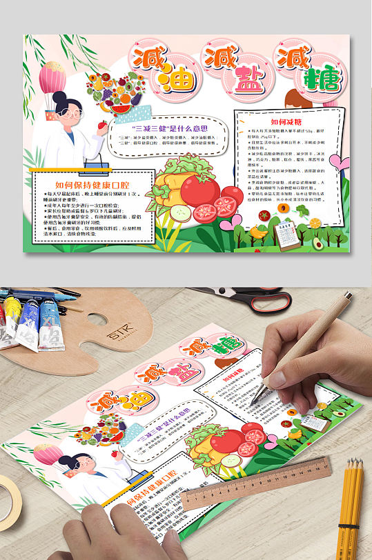 减盐减油减糖小报-众图网