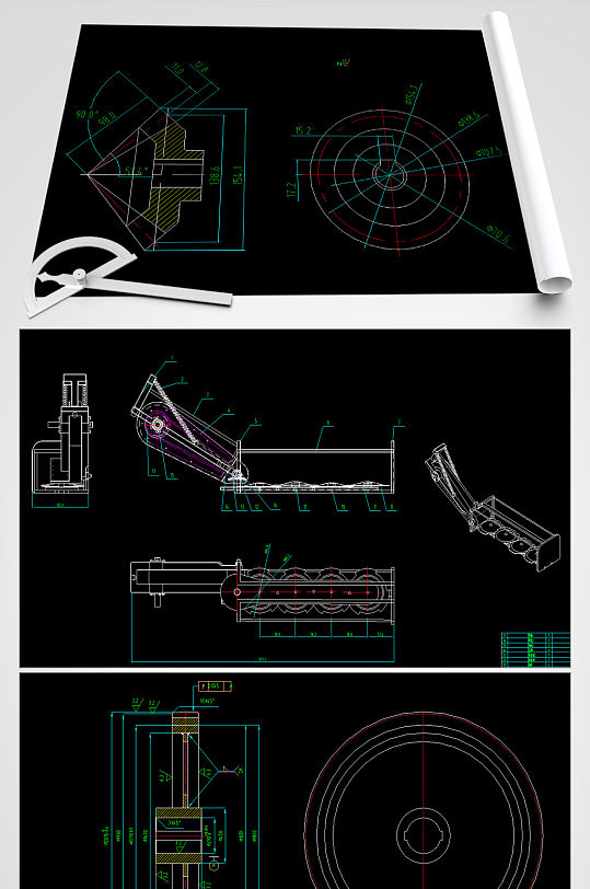 旋转式割草机CAD平面设计图-众图网