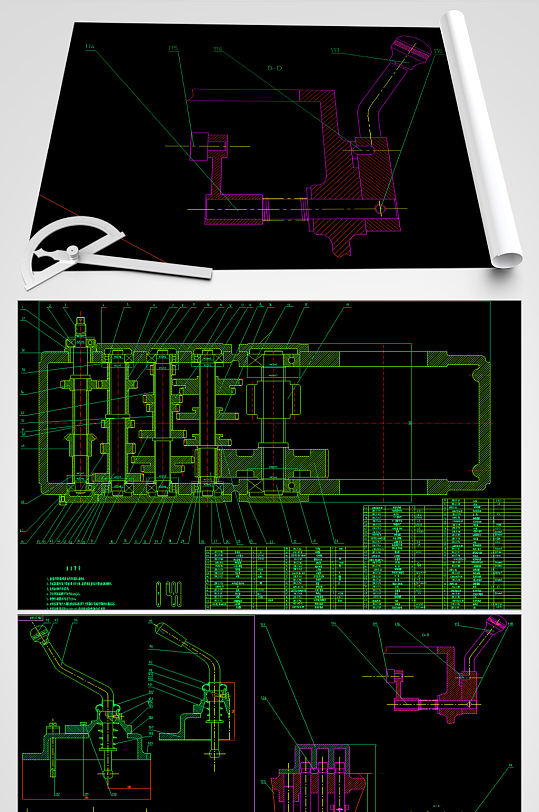 28马力轮式拖拉机变速箱设计图-众图网