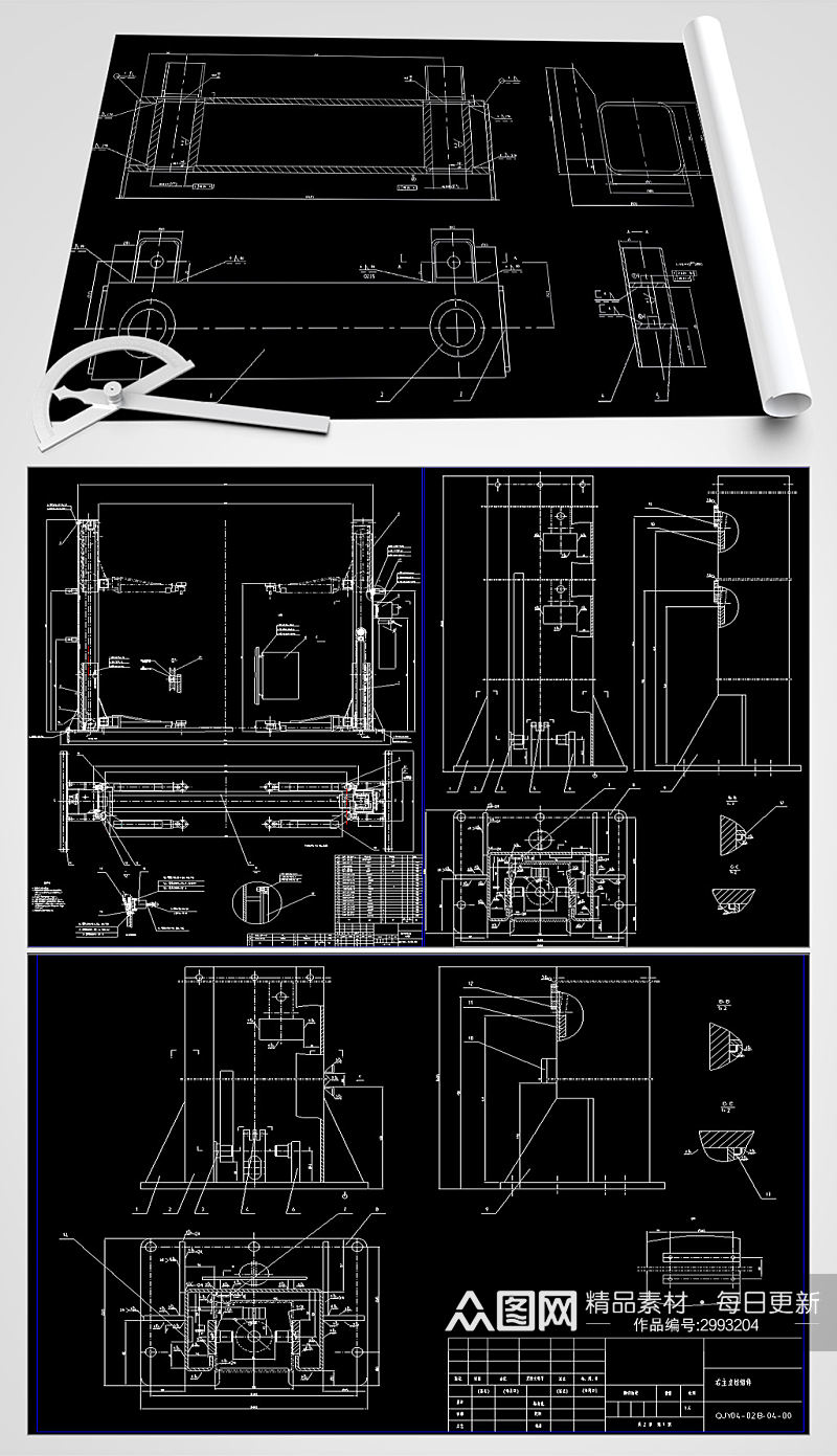 式双柱汽车举升机CAD设计图素材
