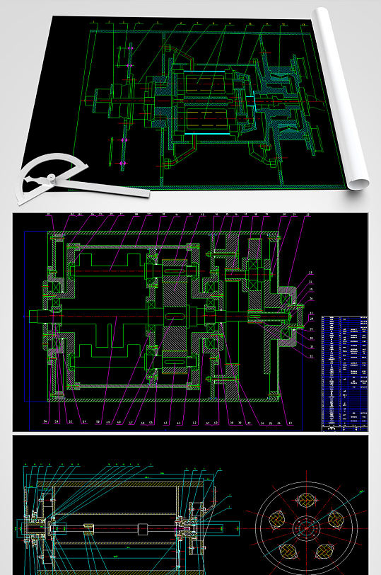 振动压路机振动轮CAD平面设计图
