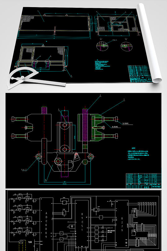 牛头刨床CAD平面设计图-众图网