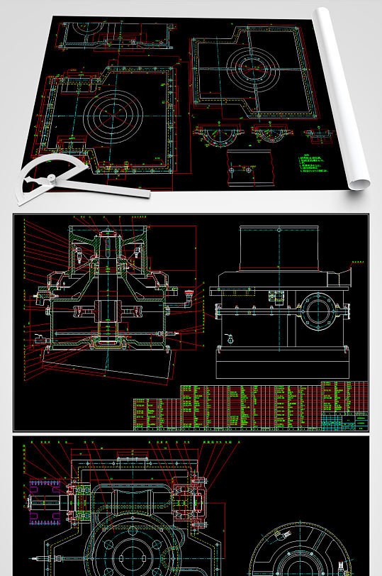 拉丝机卷筒机构设计图