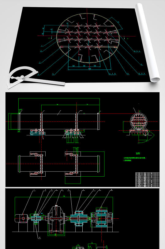 高效回转烘干机CAD设计图