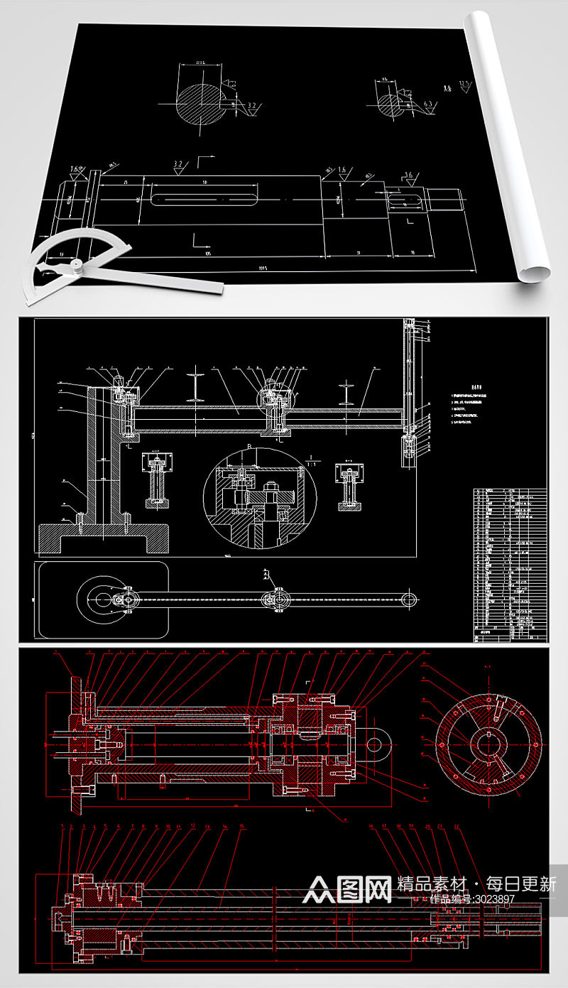 电动关节机械手CAD设计图素材