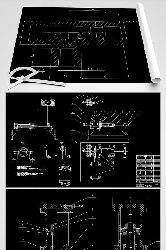 臂部采用凸轮工业机械手CAD设计图-众图网