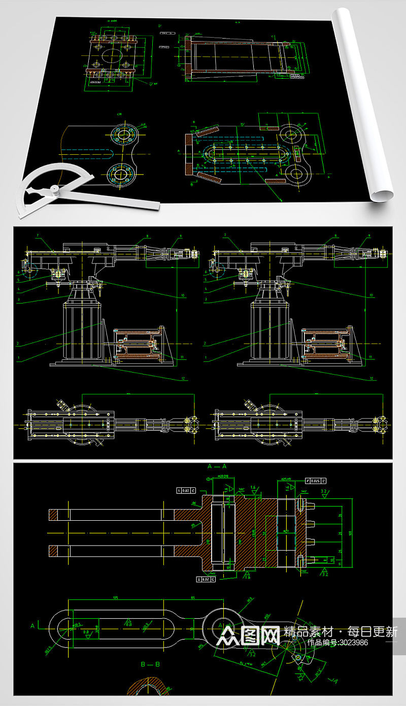 车床上料机械手CAD设计图素材
