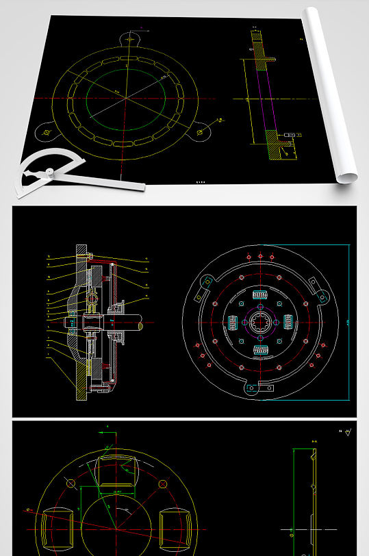 汽车螺旋弹簧离合器CAD设计图