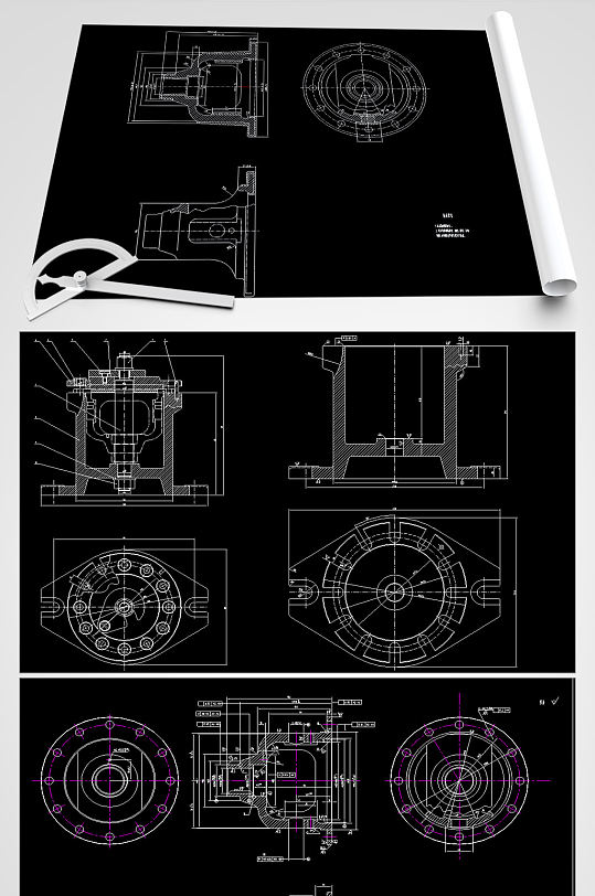 差速器壳CAD平面设计图