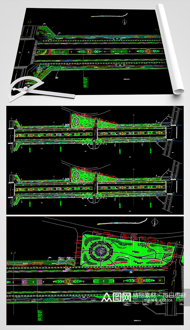 道路绿化CAD施工图素材