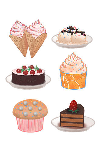 冰淇淋甜品蛋糕插画素材