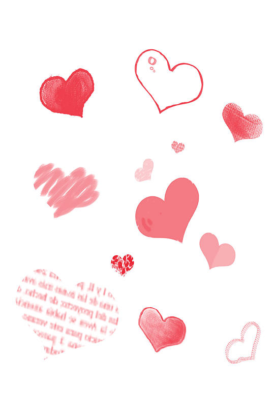 红色爱心手绘涂鸦漂浮装饰卡通素材