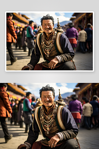 数字艺术藏族少数民族服饰肖像人物摄影图